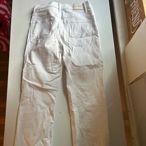 White Distressed Jeans straight leg super high rise express jeans